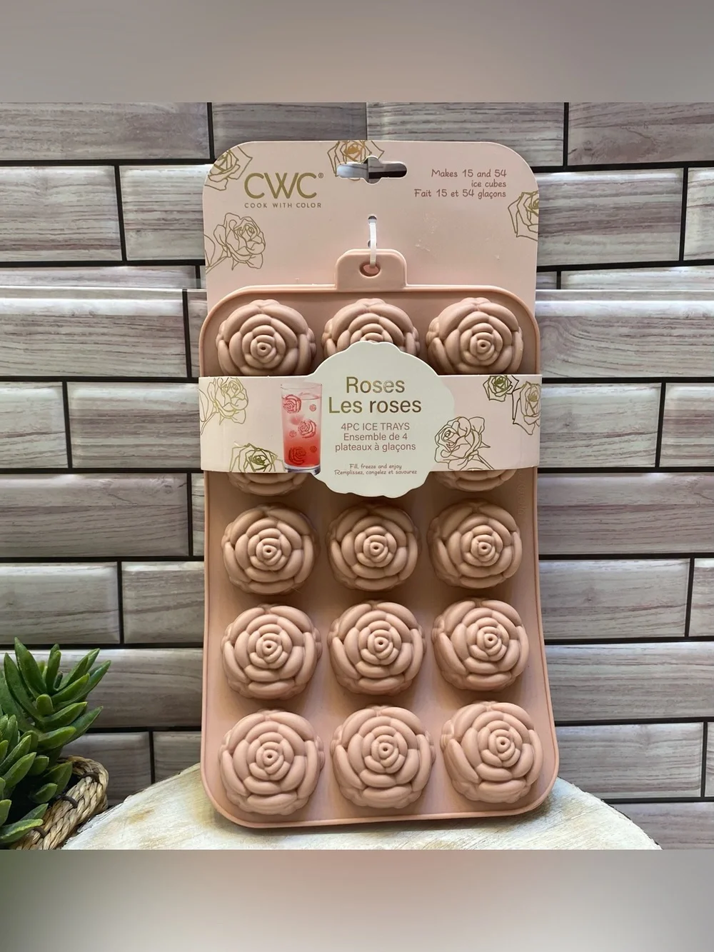 CWC ❤️Beautiful Roses shaped 4PC Ice Trays mold BPA Free DIY NWT